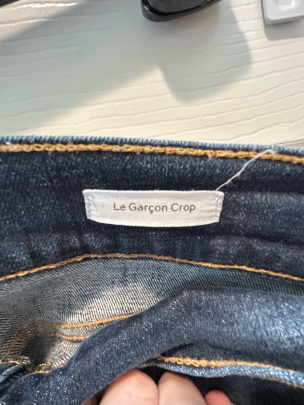 FRAME Le Garçon Jeans Women’s Size 32 Dark Wash Distressed Straight Crop - Picture 6 of 13